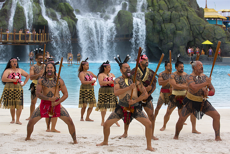 Haka War Dancers at Universal Resorts Volcano Bay