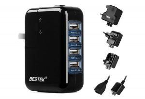 BESTEK 4-Port Charger with Travel Power Adapters